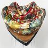 New Style Female Satin Red Big Square Silk Scarf Printed, Women Coffee Silk Scarf Hijab Wraps For Summer,Autumn 90*90cm