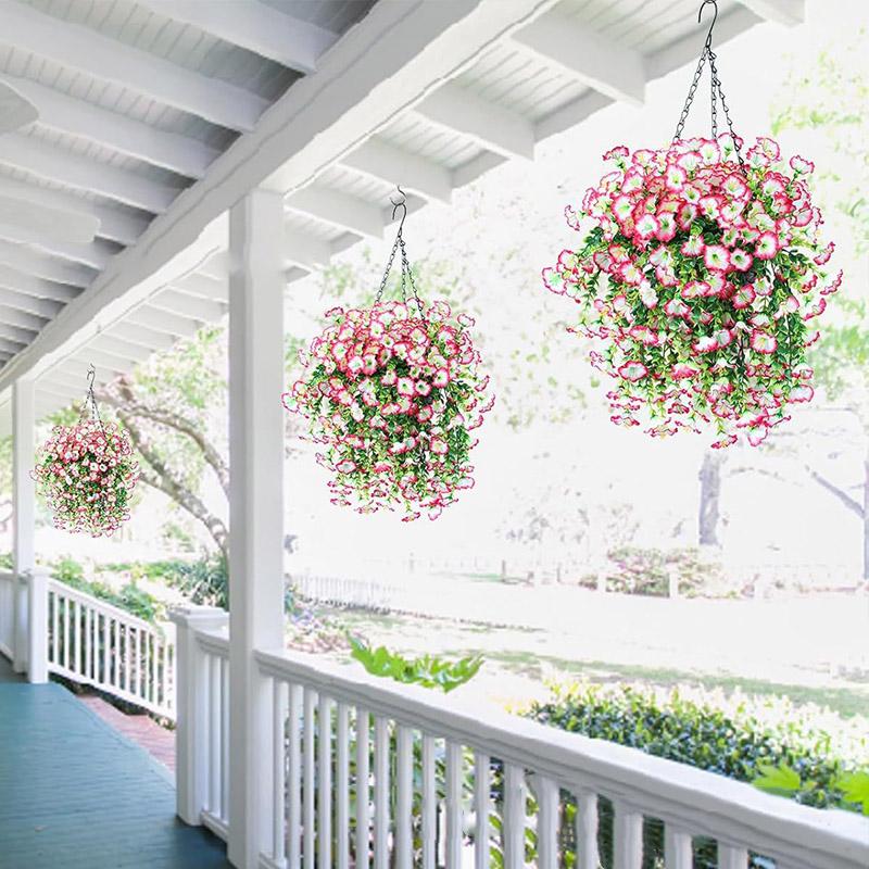 1pc UV-Resistant Artificial Morning Glory Eucalyptus Hanging Decor - Perfect for Home Garden Weddings Versatile Outdoor Decor