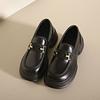 Loafers Women's 2025 New Summer and Autumn Black Platform British Style Small Leather Shoes Thick Heel One Pedal Single Shoes