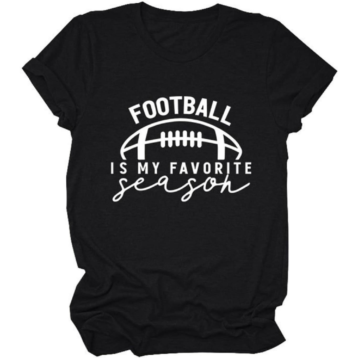 Football is My Favorite Season T-Shirt Funny Football Lovers Shirt Women Crewneck Game Day Short Sleeve Tee Tops S