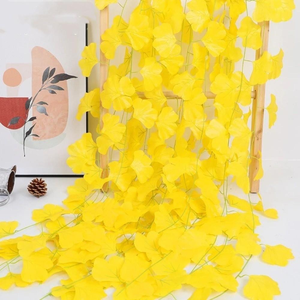 Waterproof Autumn Ginkgo Leaves Handmade Fake Ginkgo Vine Simulation Plant Vine  Home Decor