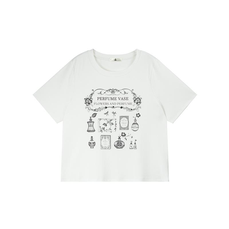 Spring 2026 Shuangtian Plus Size Women s Retro Print Short Sleeve T-shirt 2XL