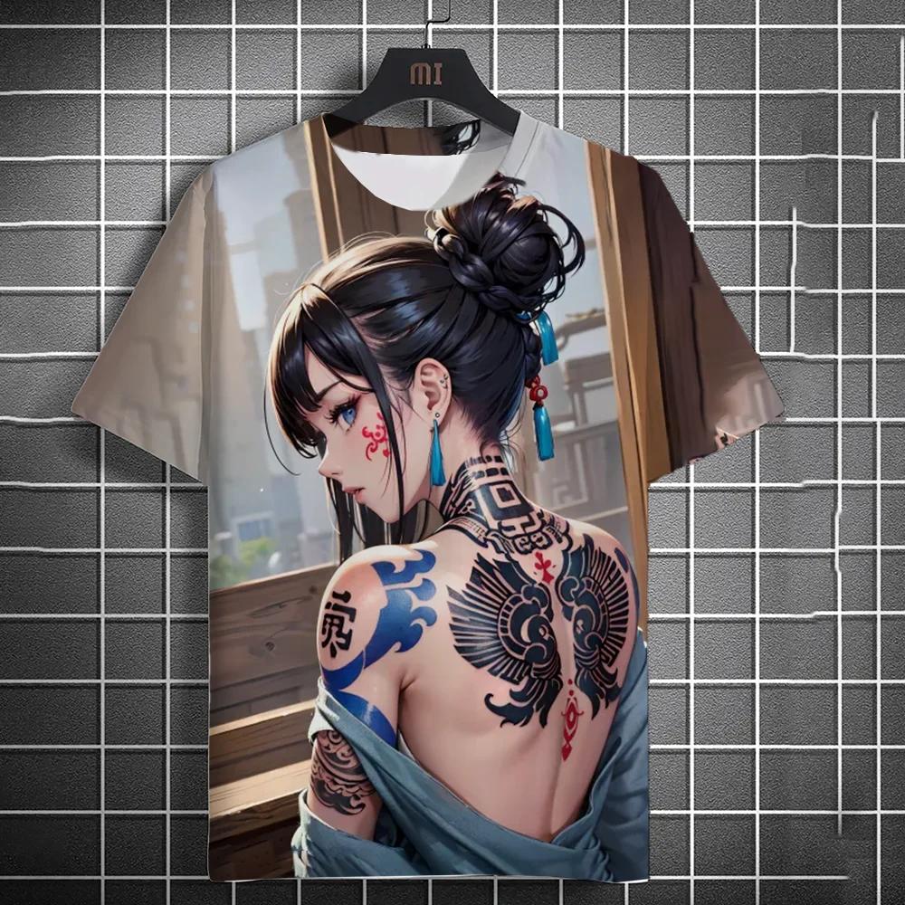 Anime Beauty 3D Print T Shirt For Men Women Casual Round Neck Loose Tops Fashion Trend Streetwear Breathable Unisex Clothing