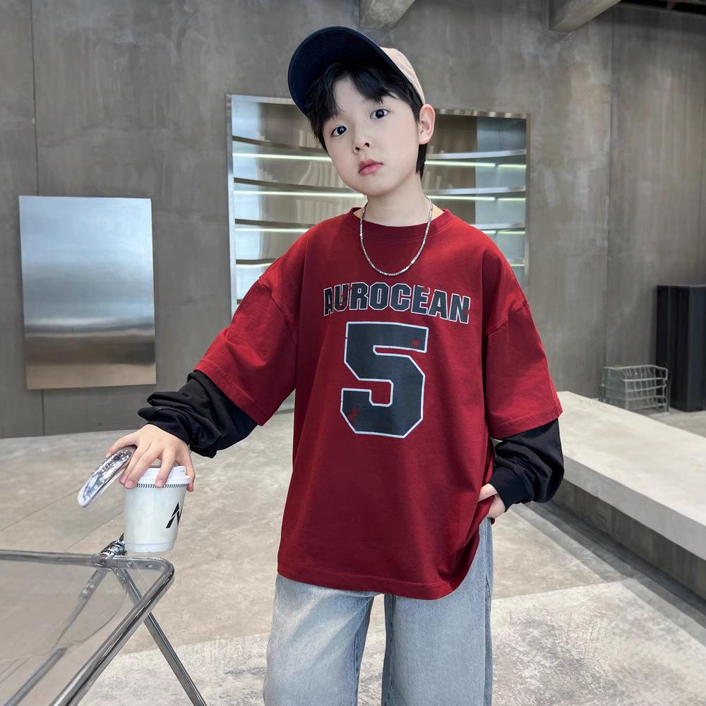 Sweat à capuche Faux Deux pour Garçons Printemps et Automne 2025 Chemise Décontractée et Élégante pour Enfants