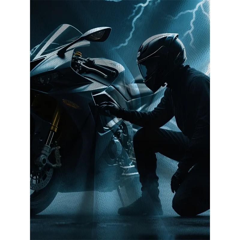 Tricou cu model de motociclist pentru bărbați, stradă înaltă, imprimat 3D, mânecă scurtă, vară, topuri pentru bărbați, tricou retro casual de modă