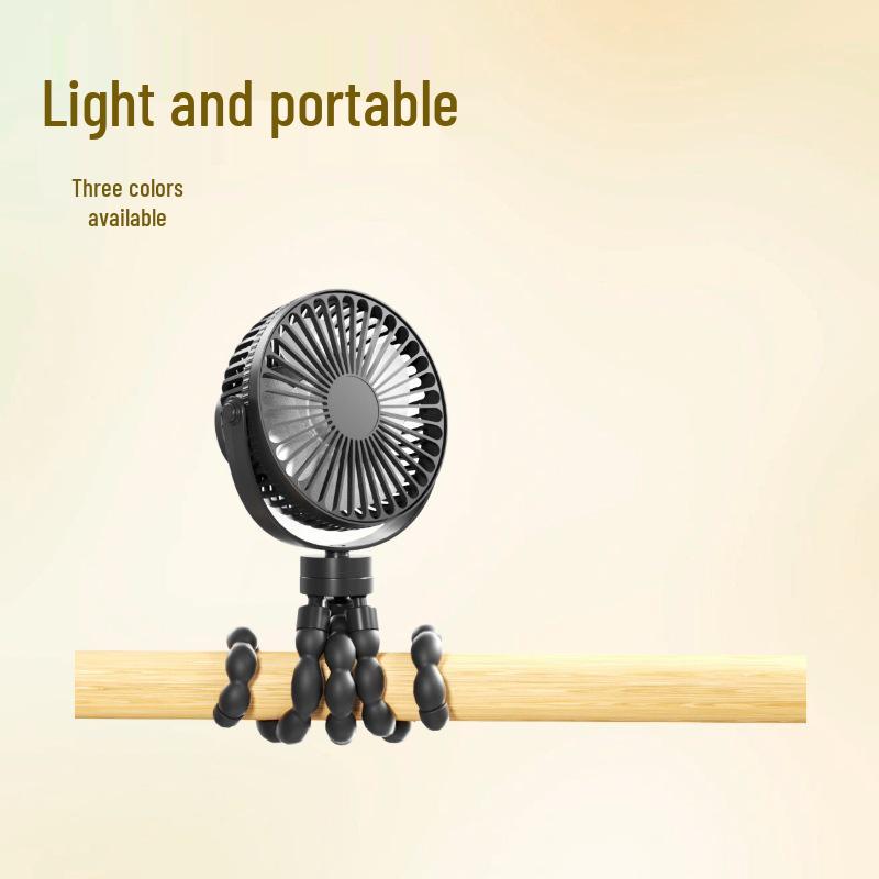 Rechargeable Portable Silent Oscillating Octopus Baby Stroller Fan 4 inch Plug-in