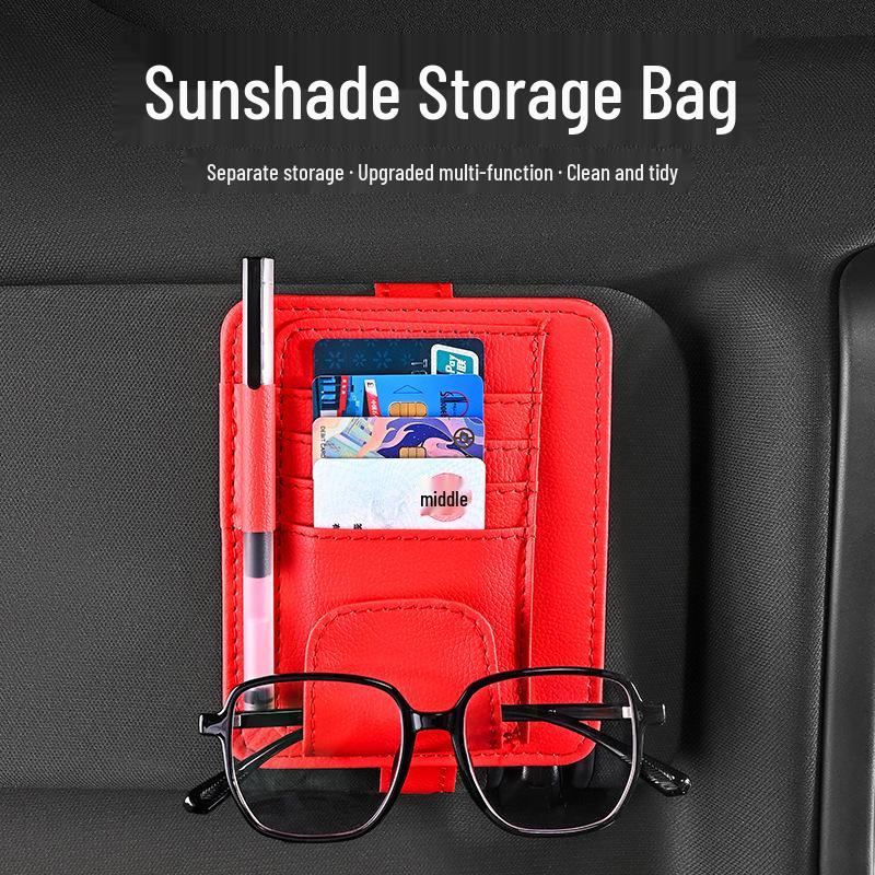 Multifunctional Car Sun Visor Organizer: Glasses, Cards & Receipts Holder