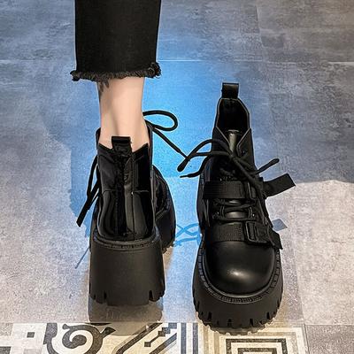 Fashion Fashion Motorcycle Women's Boots 2024 Autumn and Winter New Versatile Thick Sole Increase Design Sense Motorcycle Short Boots