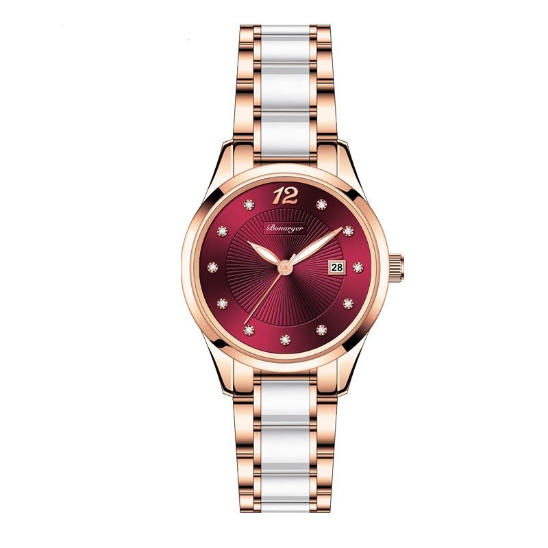 Women Ceramic Watches Ladies Waterproof Quartz Bracelet Watch Date Clock