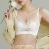 French Lace Rabbit Ear Cup Wireless Bra, Ultra-Thin Summer Bust Minimizer Side Gathering Women Bra