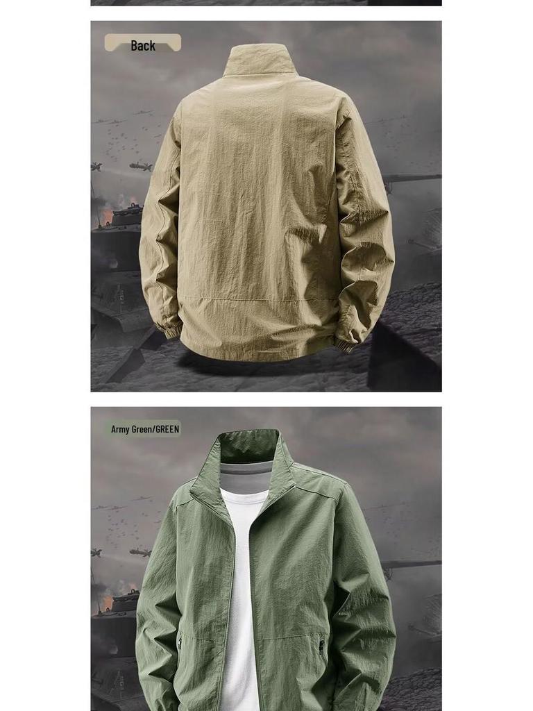 Męska Wodoodporna Kurtka - Wiosna/Jesień, Codzienny Sportowy Top, Stójka, Szybkoschnąca, Lekka.