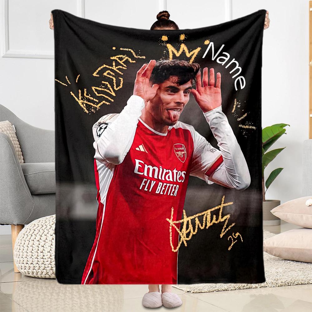 Arsenal Fan Art Personalized Text Blanket Gift Personalized Blanket Ultra-Soft Throw For Home Decor Office Bedding Seaside Four Seasons Universal
