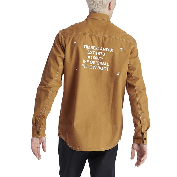 Timberland Outdoor Casual Work Style Durable Long Sleeve Shirt Men Shirts Wheat A2AC4-P47