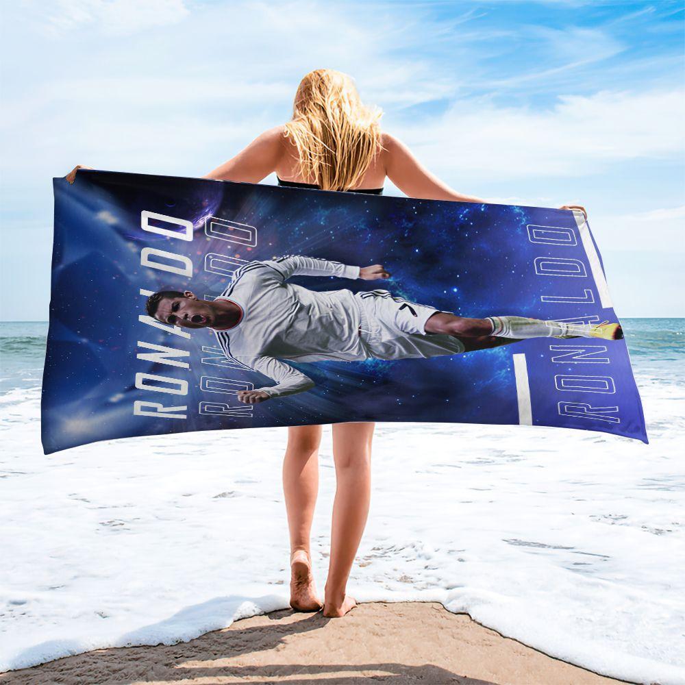 Asciugamano da Spiaggia Asciugamano da Bagno Stampa Galassia Ronaldo Stampa Digitale Asciugatura Rapida Regalo per Fan Sportivi Telo per Piscina Viaggio all'Aperto