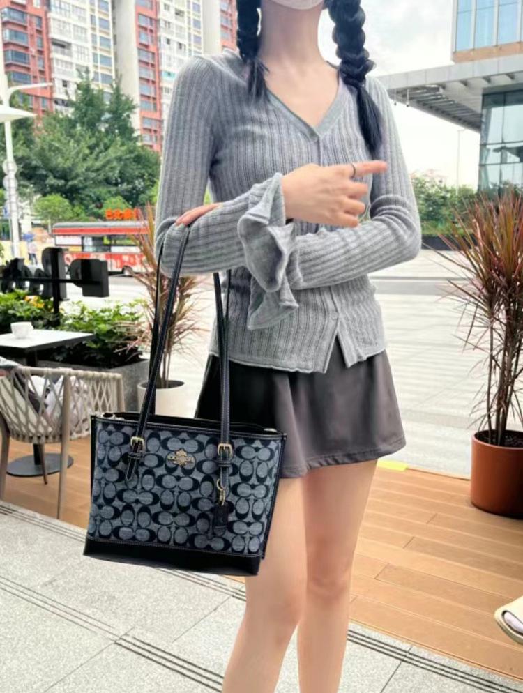 Dámská chambrayová taška KOU Jasmine Tote & Crossbody - Lehká, Velkokapacitní, Doprava zdarma