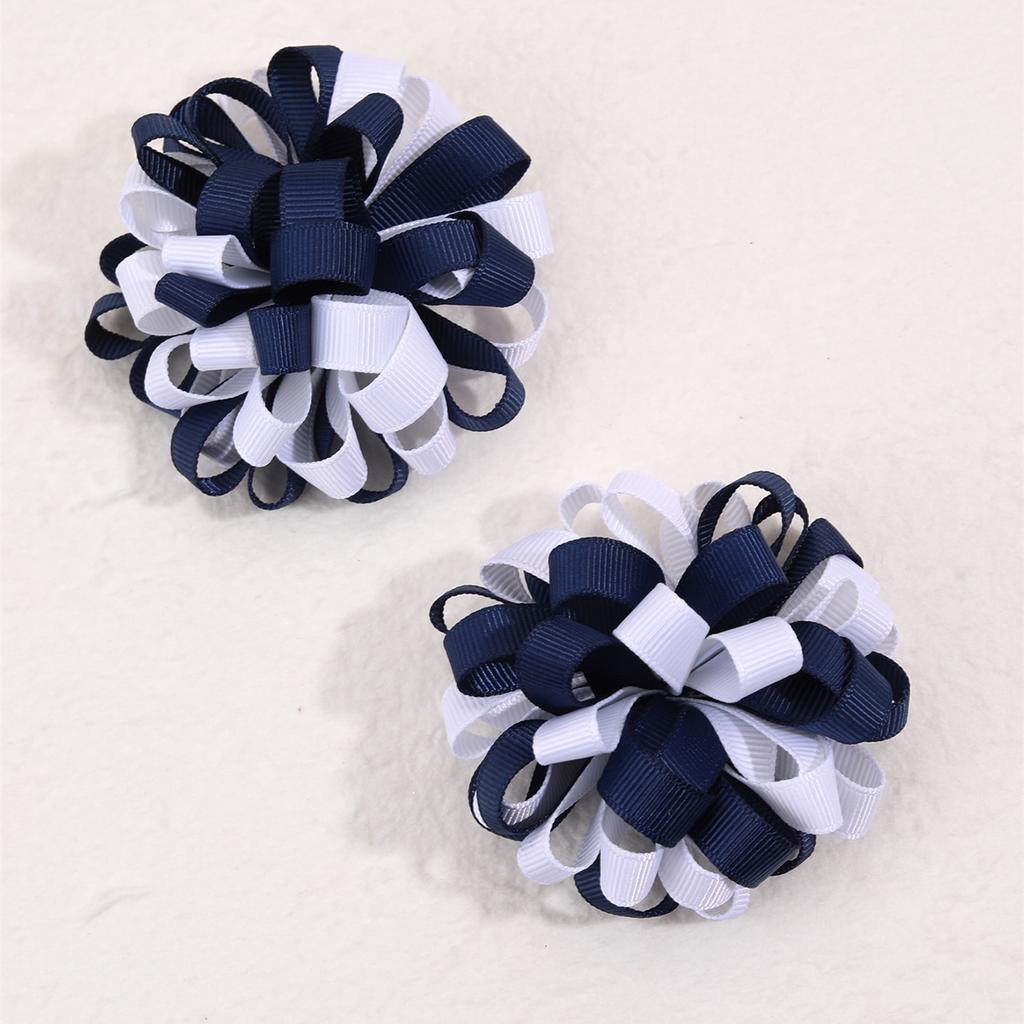 2Pcs Trendy Hydrangea Hair Clip Rainbow Color Dot Ribbon Barrettes Cute Double Ponytail Hairpin For Girl Accessories Headdress