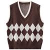 Autumn Rhombus Knitted Vest Women's Short Stacked Sleeveless Top Women's Knitted Sweater