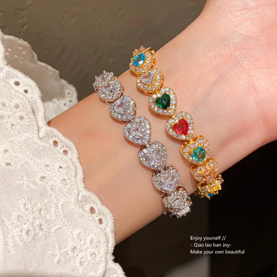 Vintage Silber Herzform Handkette Mit Zirkonia Für Damen Mode