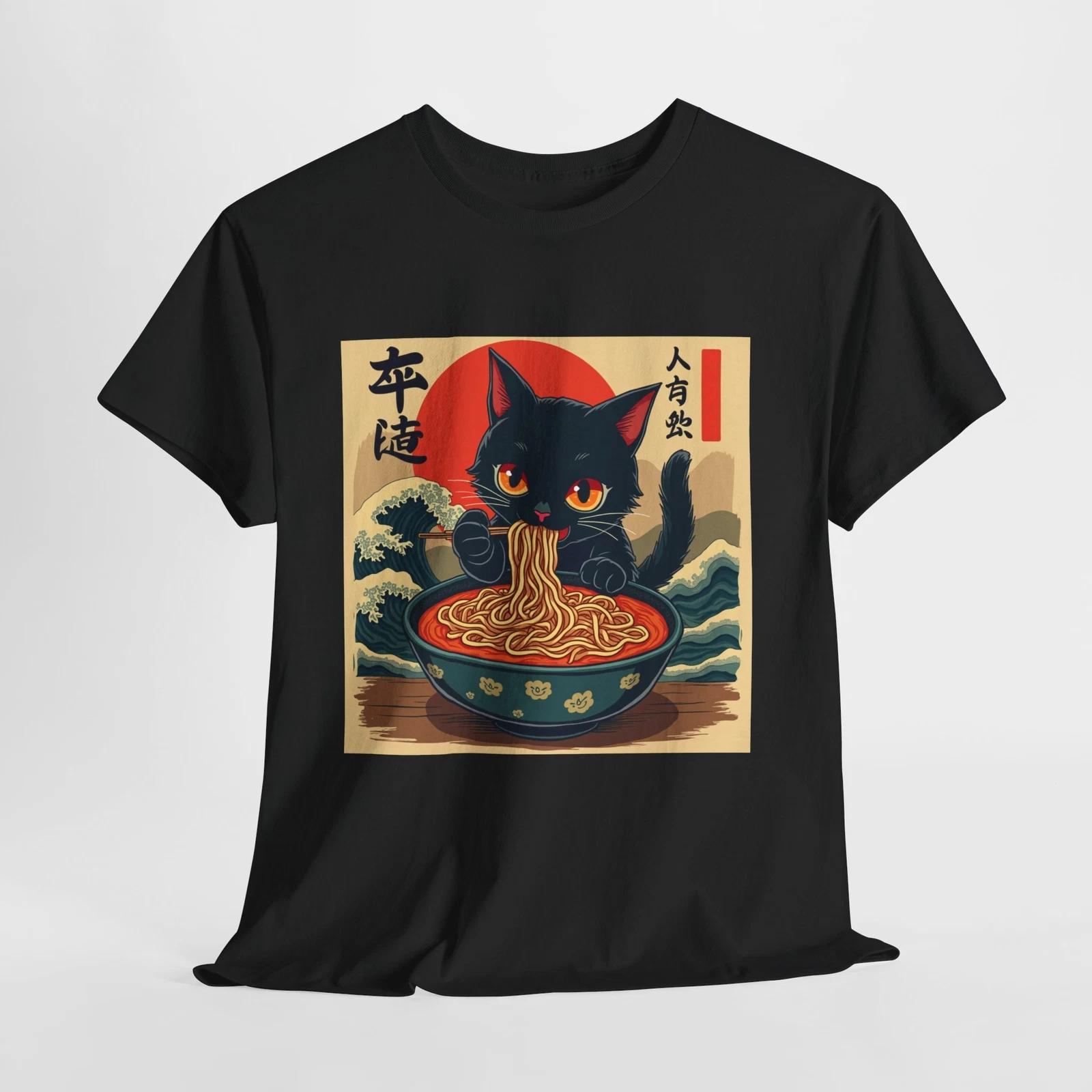 Kawaii Cat T-Shirt | Cat Ramen Japanese Funny T-Shirt 4XL