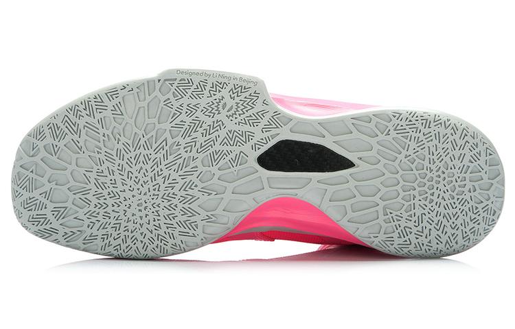 Li Ning SONIC 3 Mesh Slip Resistant Coverage Support Cushioning High top Basketball Shoes Men's Pink Gray ABPK021-5