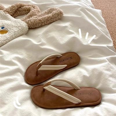 Slippers damesmode bovenkleding 2025 zomer koele slippers Koreaanse versie van studenten' eenvoudige antislip knijp strandslippers