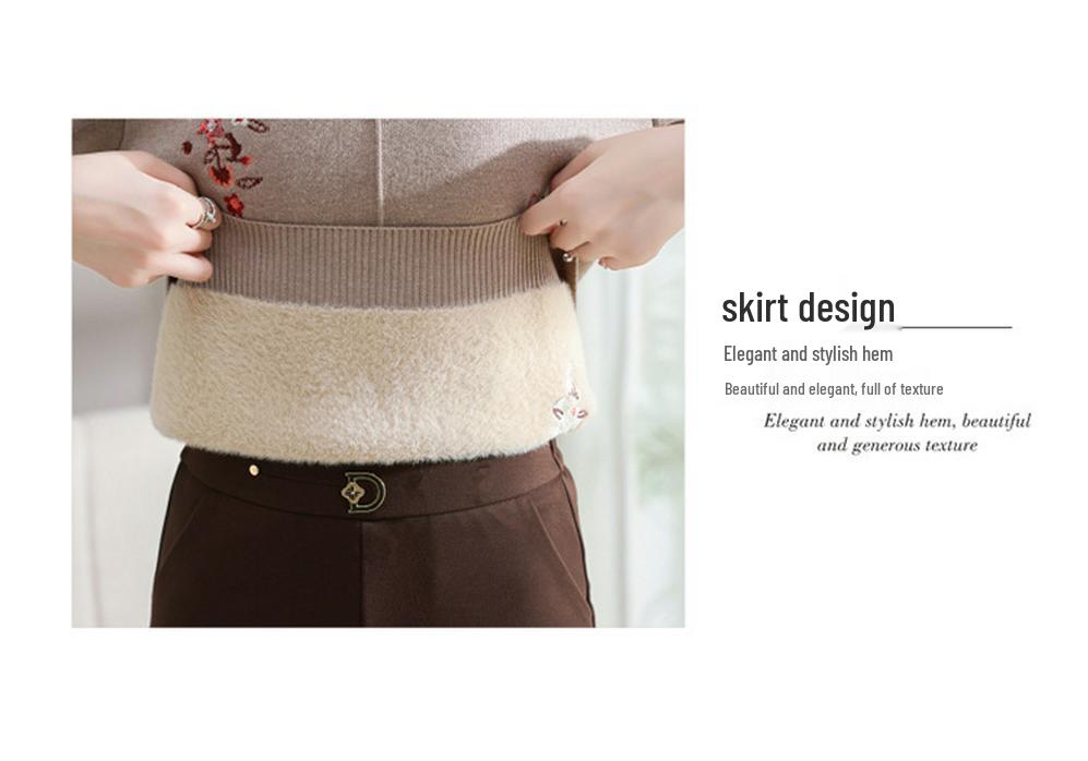 2025 Autumn/Winter Wool Sweater for Mom and Mother-in-law, Warm Red Base Layer for Middle-Aged & Elderly Women