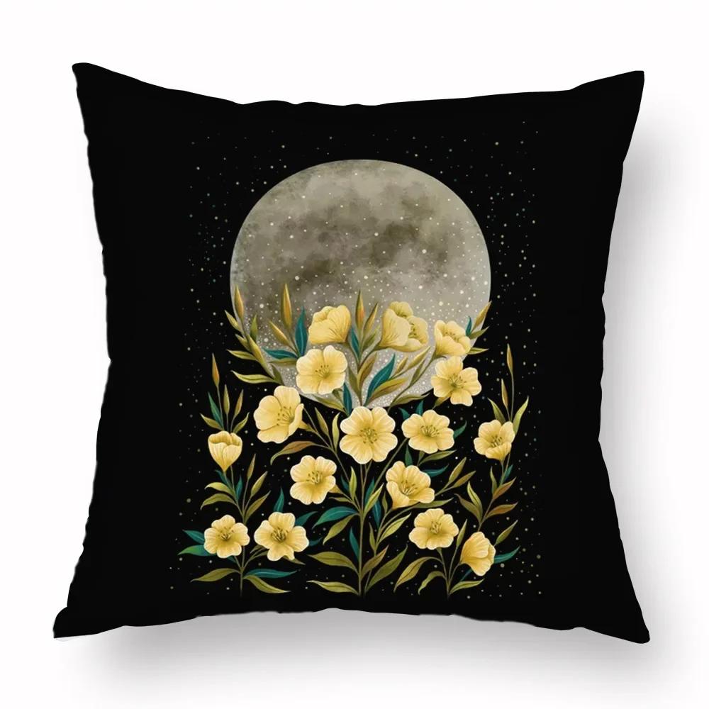 Vikama Moon Phases & Magical Creatures Pillow Covers Pattern Cushion Cover Suitable For Sofa Bedroom Car Pillow Cover Decor
