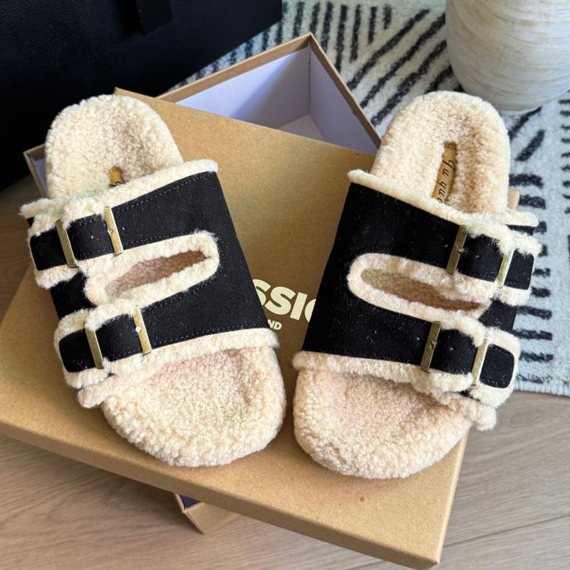Fashion Fur Women Cotton Slippers Flats Fashion Walking Shoes Winter New Designer Boots Woman 2025 Cozy Short Plush Botas Mujer Zapatos