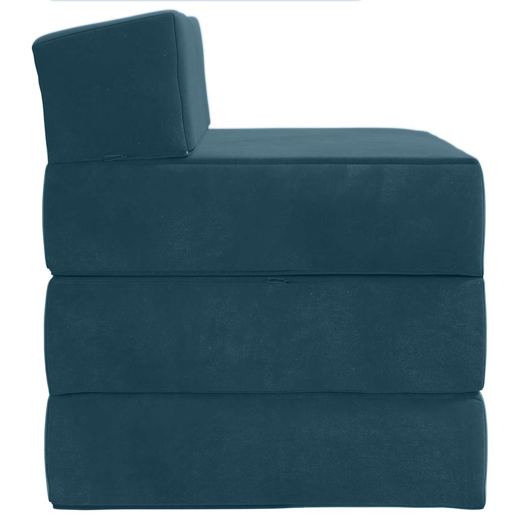 Folding Sofa Bed Blue 200 x 70 x 15 cm Velvet