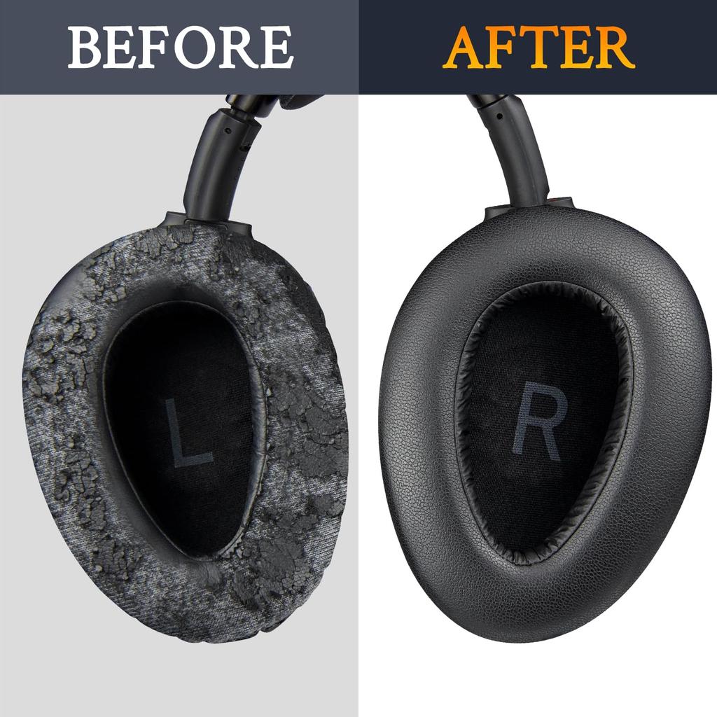 SOULWIT Replacement Ear Pads and Cushions for Sennheiser PXC480, PXC550, PXC 550-II, MB660 UC, MB 660 MC, and EPOS Adapt 660, Protein Leather, Black