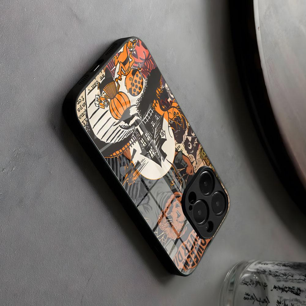 Happy Scary Halloween Phone Case Glass For IPhone17 Air 16 15 17 14 Pro Max 13 12 11 X Japanese Animation XS XR Plus For Samsung