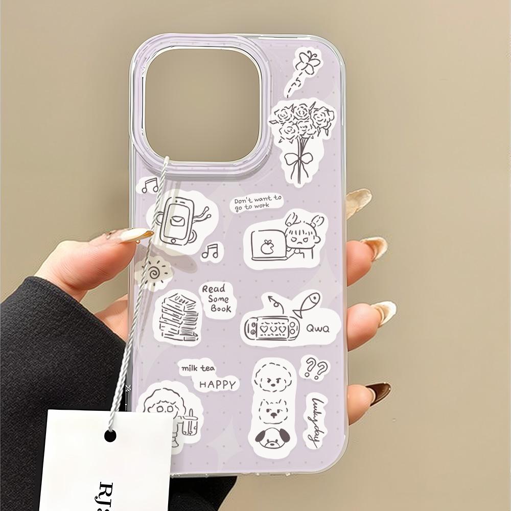 Painted Phone Case for iPhone 12 13 15 16 iPhone 16 12 13 14 15 Pro  14 15 16 Pro Max Coverage Shockproof Anti-Fingerprint Fresh Style Protective Case