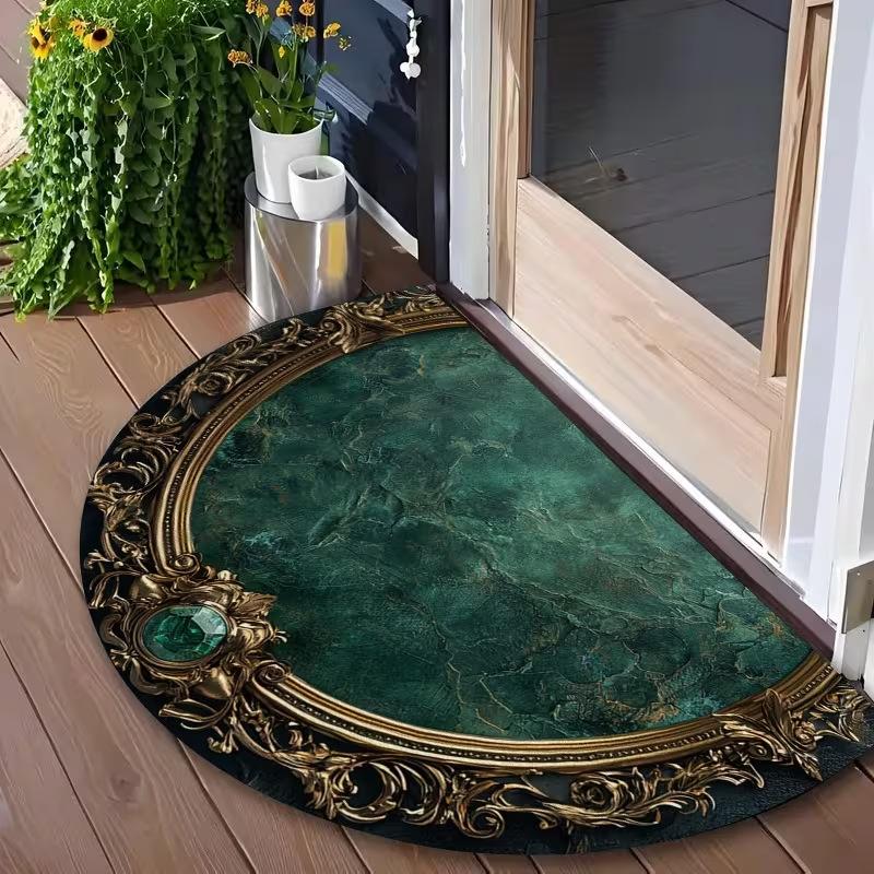 

Spring American Style Anti-slip Entrance Door Mats Semi-circular Stain Resistant Absorbent Rug for Bathroom Hallway Porch Home 40x60cm