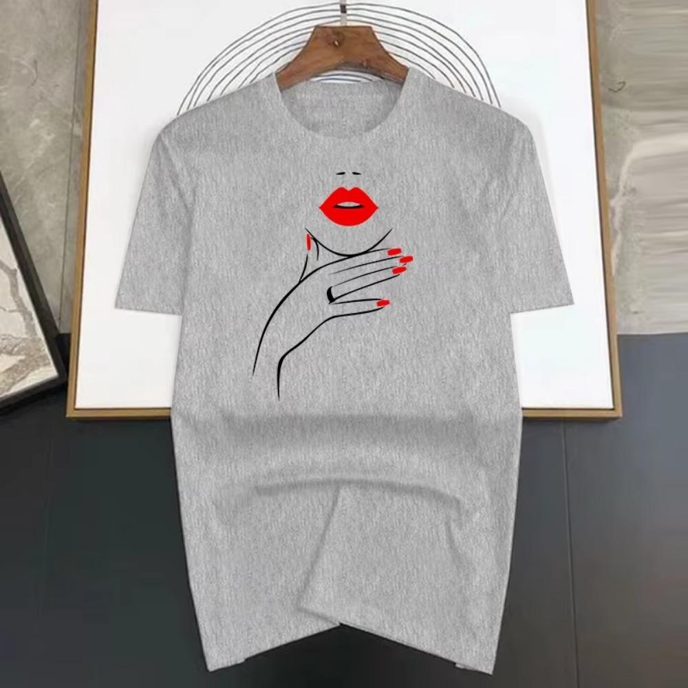 Woman's Lips Printing Men T Shirts Korean Fashion Summer TShirt Casual Clothing Harajuku Short Sleeve Tops Tees Men's