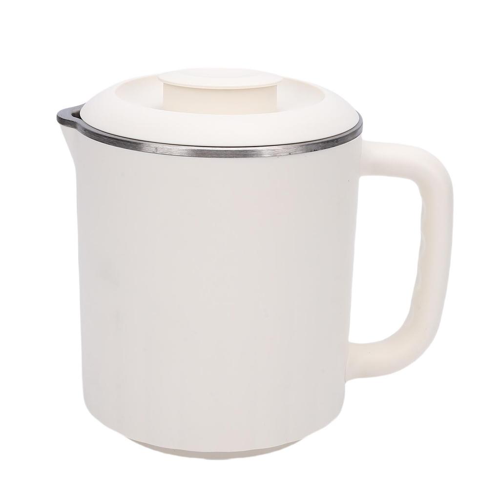 Portable Electric Kettle White 600ml Stainless Steel Interior Insulated Hot Water Kettle for Tea Coffee