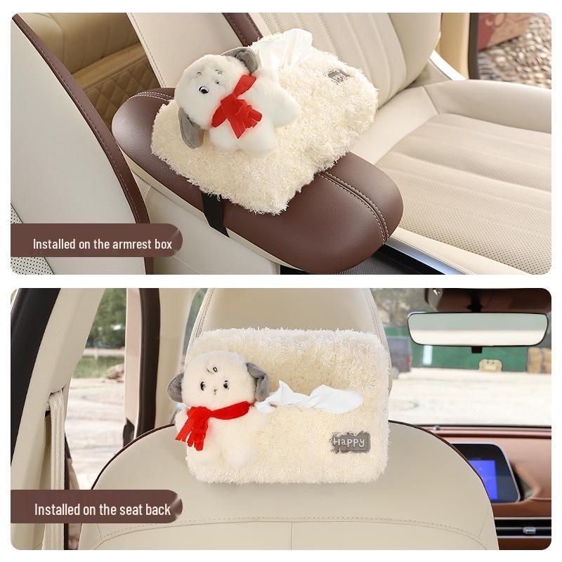 Cartoon Hanging Car Tissue Box - Cute Decorative Pull-out for Armrest