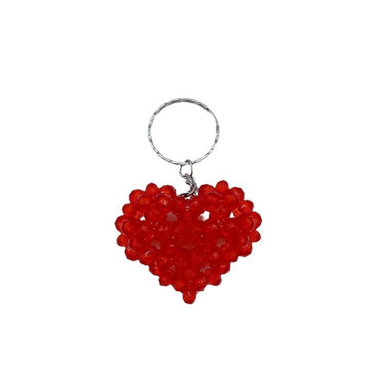 Handmade Heart Beaded Keychain - DIY Pendant Toy for Kids