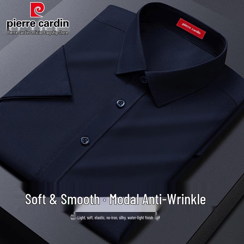 Pierre Cardin Camicia Casual da Uomo a Maniche Corte in Misto Modal