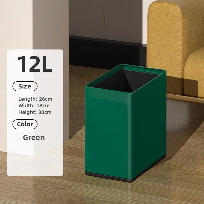 

Stainless Steel Waste Bins Modern Bathroom Trash Can Large Capacity Living Room Litter Bin Luxury Bedroom Uncovered Garbage Can зелений