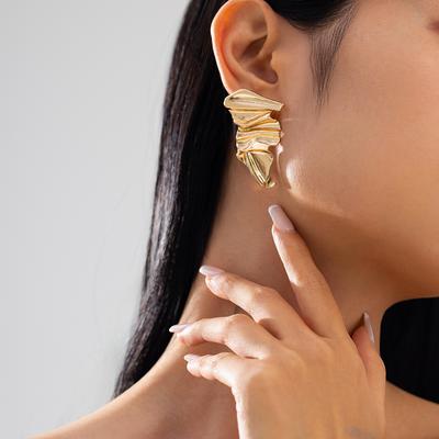 IngeSight.Z Exaggerated Irregular Piercing Earrings Women 2025 New Gold Color Ear Studs Female Party Jewelry Accessories