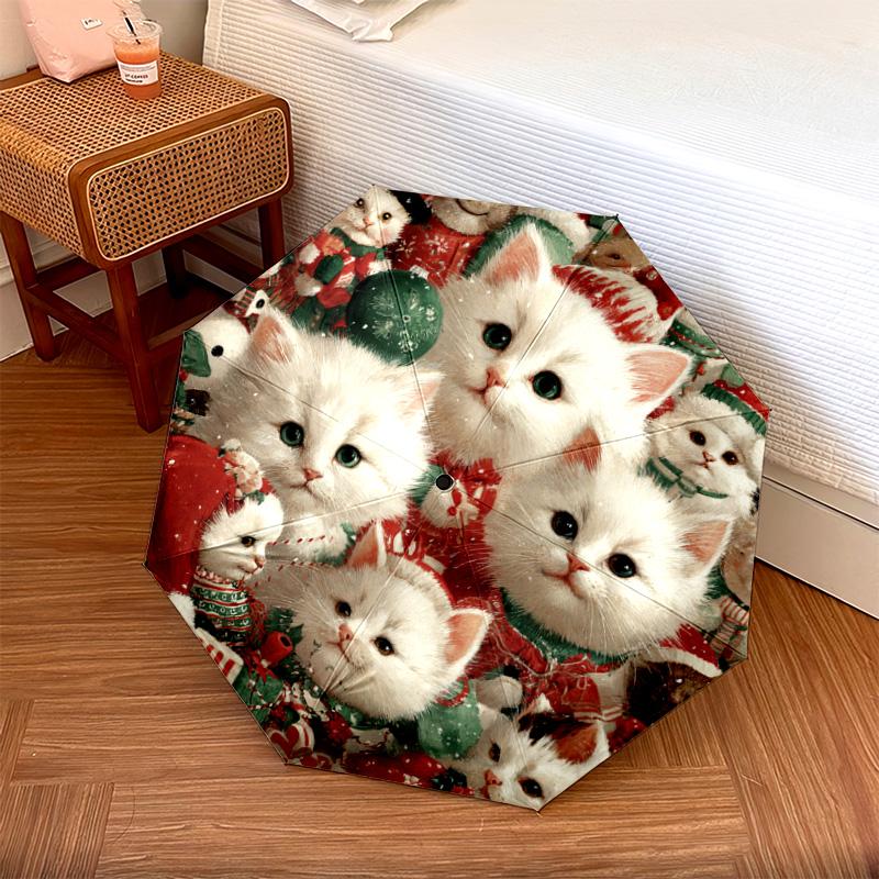 1 PC Automatic Folding Umbrella - Kittens Pattern, Portable & Foldable Design with 8 Ribs, Christmas Birthday Gifts