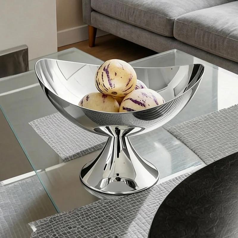 Silver Plated Iron Desktop Storage Tray Ornaments Crafts Home Livingroom Dining Table Snack Fruit Storage Plate Decoration Items