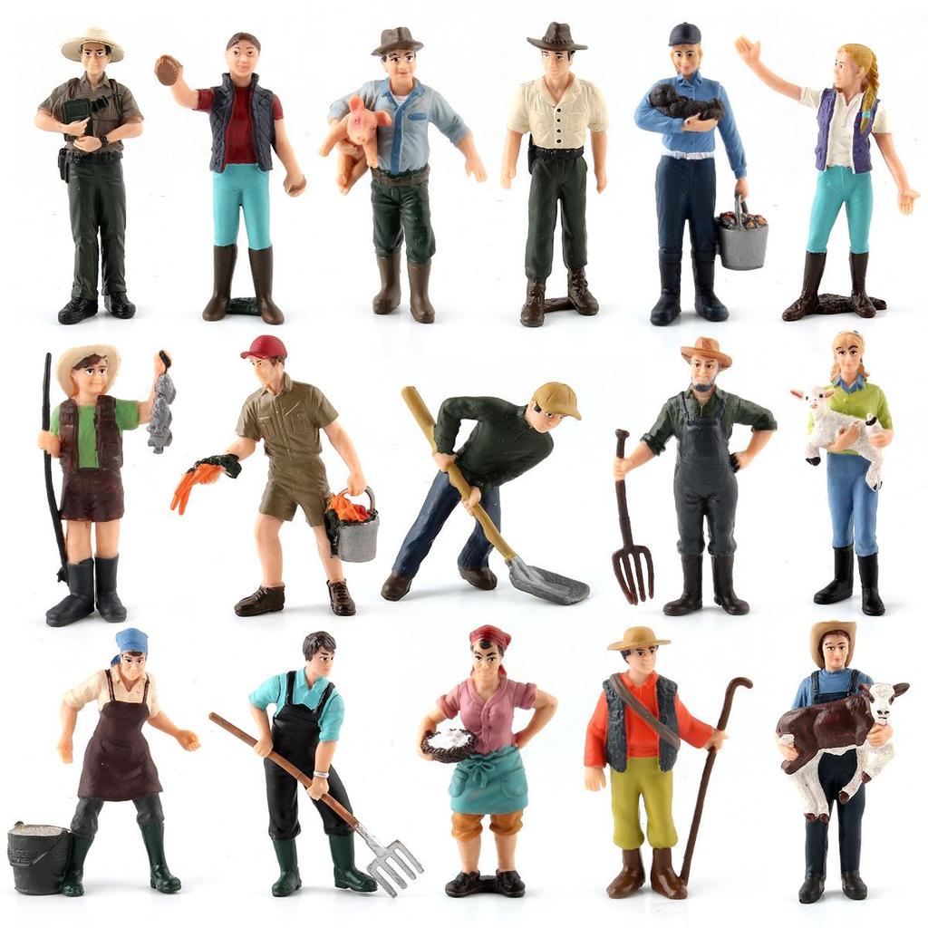 Cross-Border Farm Scene Worker Doll: Female Farmer with Shovel Ornament for Model Landscaping