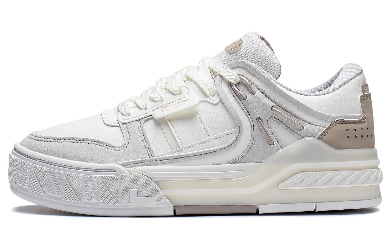 Li Ning Morning Glow Низкие кеды для скейтборда Женские Бело-серые AGCS354-1 35.5
