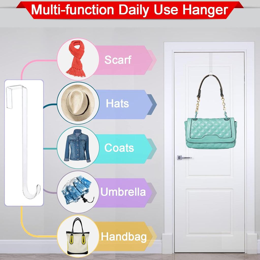 2pcs Front Door Hook Transparent Seamless Door Hanger Indoor and Outdoor Holiday Decoration Wreath Pendant Door Hooks