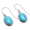 Natural Turquoise Gemstone Handmade 925 Solid Sterling Silver Earring 1.25" J9r91