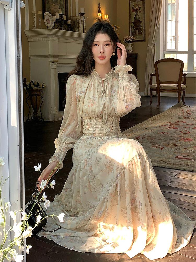 Dreizehnte Linie Blumen Chiffon Teelänge Kleid