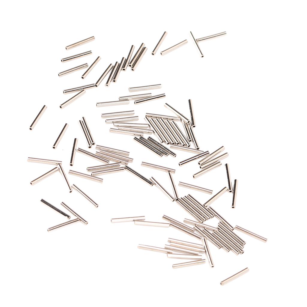 100 Pcs Single Barrel Crimp Sleeves Kit Corrosion Resistant Stainless Steel Crimp Sleeves Connector Kit for Fishing 1.4