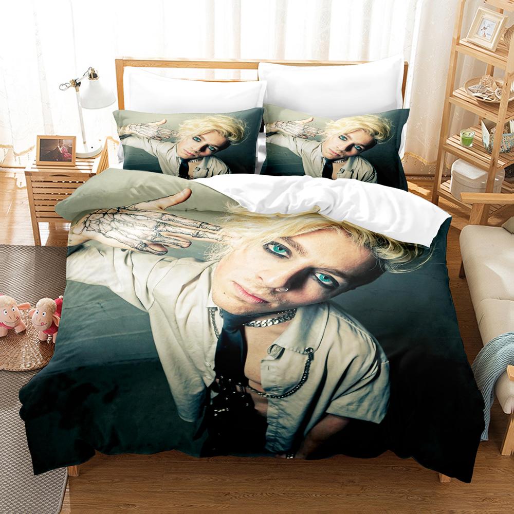 Tx2 Printed Duvet Cover + 2 Pillowcases Polyester Soft Bedding Set Rock Music Fan Home Decor, Bedroom Dorm Quilt Cover No Filler