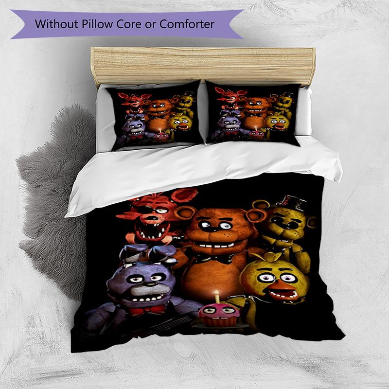 3pcs Duvet Cover Set (1*Duvet Cover + 2*Pillowcase, Without Core), Five Nights At Freddy's Print Bedding Set, Bedroom Decor, All‑Season, Birthday Gift
